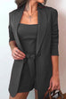 Rosiedress Square Collar Top and One Button Cardigans Tie Waist Shorts Three Pieces