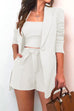 Rosiedress Square Collar Top and One Button Cardigans Tie Waist Shorts Three Pieces