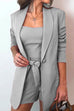 Rosiedress Square Collar Top and One Button Cardigans Tie Waist Shorts Three Pieces