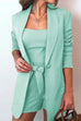 Rosiedress Square Collar Top and One Button Cardigans Tie Waist Shorts Three Pieces