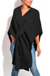 Rosiedress Solid V Neck Wrapped Batwing Cloak Sweater