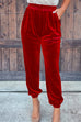 Rosiedress Elastic Waist Velvet Joggers Pants with Pockets
