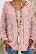 Rosiedress V Neck Long Sleeve Knit Hoodied Sweater