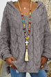 Rosiedress V Neck Long Sleeve Knit Hoodied Sweater