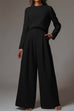 Rosiedress Crewneck Long Sleeve Pullover and Wide Leg Pants Solid Set