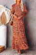 Rosiedress Half Sleeve Elastic Frilled Waist Swing Printed Dress