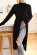 Rosiedress Solid Turtleneck Long Sleeve High Split Dresses