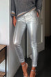 Rosiedress Slim Fit Faux Leather Leggings Pants with Pockets