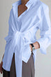 Rosiedress Lapel Long Sleeve Button Down Knot Front Shirt