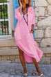 Rosiedress Buttons Side Split Cotton Linen Shirt Dress with Pockets