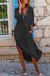 Rosiedress Buttons Side Split Cotton Linen Shirt Dress with Pockets