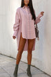 Rosiedress Lapel High Low Hem Button Down Shirt