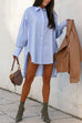 Rosiedress Lapel High Low Hem Button Down Shirt