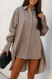 Rosiedress Lapel High Low Hem Button Down Shirt