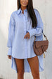 Rosiedress Lapel High Low Hem Button Down Shirt