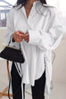 Rosiedress Irregular Lapel Button Down Long Sleeve Shirt