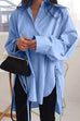 Rosiedress Irregular Lapel Button Down Long Sleeve Shirt