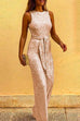 Rosiedress Crewneck Sleeveless Tie Waist Sequin Jumpsuit