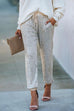 Rosiedress Tie Waist Sequin Joggers Pants with Pockets