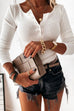 Rosiedress V Neck Buttons Slim Fit Bottoming Shirt