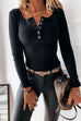 Rosiedress V Neck Buttons Slim Fit Bottoming Shirt