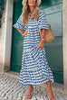Rosiedress Puff Sleeve Geometry Printed Swing Dress
