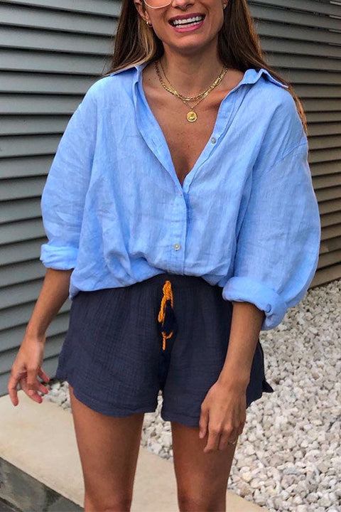 Rosiedress Lapel Button Down Long Sleeve Shirt