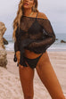 Rosiedress Crewneck Hollow Out Side Split Cover Up