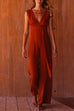 Rosiedress V Neck Sleeveless Tie Waist Wide Leg Jumpsuit