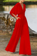Rosiedress Deep V Neck High Waist Wide Leg Jumpsuit