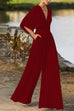 Rosiedress Deep V Neck High Waist Wide Leg Jumpsuit