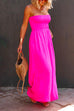 Rosiedress Strapless Smocked Pocketed Wide Leg Jumpsuit