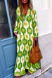 Rosiedress V Neck Side Split Printed Maxi Holiday Dress