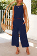 Rosiedress Back Buttons Crop Tank Top Wide Leg Pockets Pants Set