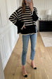 Rosiedress Striped Tuetleneck Side Split Pullover Sweater