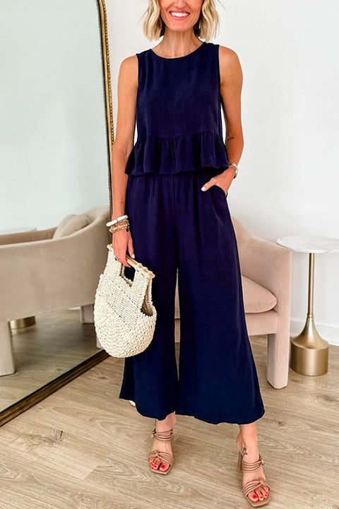 Rosiedress Sleeveless Ruffle Top Wide Leg Pants Set