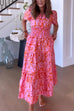 Rosiedress V Neck Smocked Waist Abstract Print Maxi Swing Dress