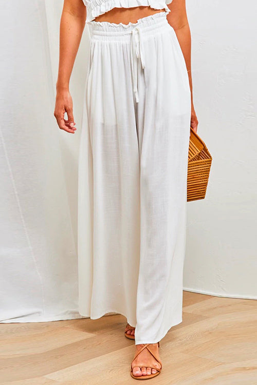 Rosiedress Drawstring Elastic Waist Wide Leg Baggy Pants(5 Colors Available)