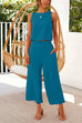 Rosiedress Back Buttons Crop Tank Top Wide Leg Pockets Pants Set