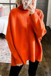 Rosiedress Solid Turtleneck Ribbed Knit Tunic Sweater
