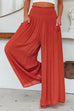 Rosiedress Smocked Elastic Waist Pleated Wide Leg Pants