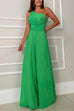 Rosiedress Sleeveless One Shoulder Waisted Flare Wide Leg Jumpsuit