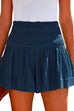 Rosiedress Elastic Smocked Waist Wide Leg Solid Shorts
