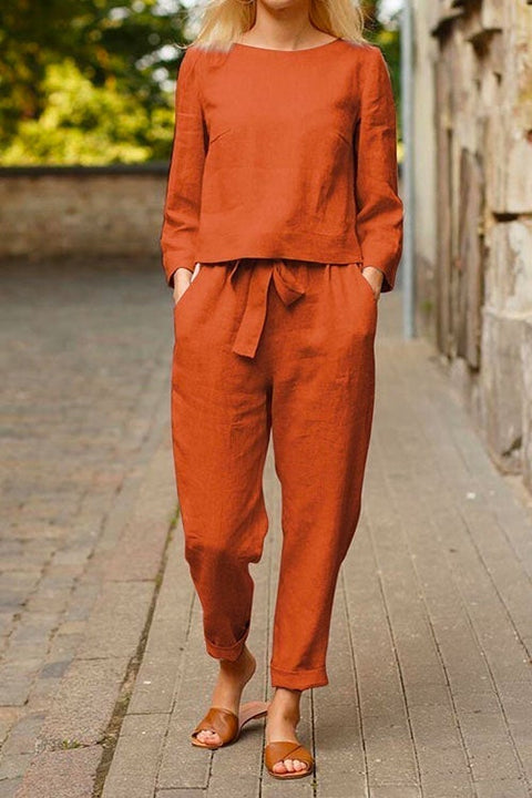 Rosiedress Gemma Long Sleeves Top Bow Knot Tapered Pants Set