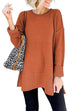 Rosiedress Side Split Ribbed Trim Loose Mid Sweater