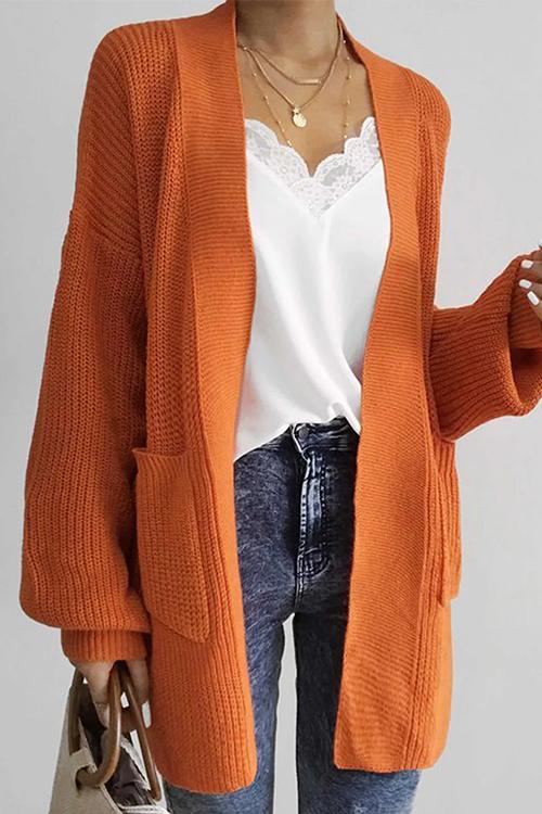 Rosiedress Dorsch Open Front Lantern Sleeve Knit Cardigan