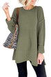Rosiedress Side Split Ribbed Trim Loose Mid Sweater