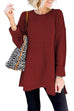 Rosiedress Side Split Ribbed Trim Loose Mid Sweater