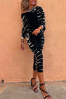 Rosiedress Cold Shoulder Batwing Sleeve Waisted Tie Dye Dress