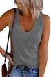 Rosiedress Scoop Neck Ribbed Solid Sleeveless Top
